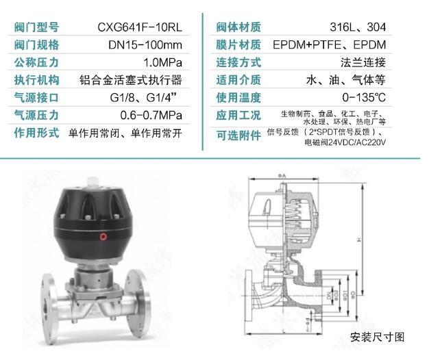  G641F-16P氣動(dòng)不銹鋼法蘭隔膜閥